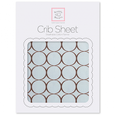 Flannel Fitted Crib Sheet Brown Mod Circles